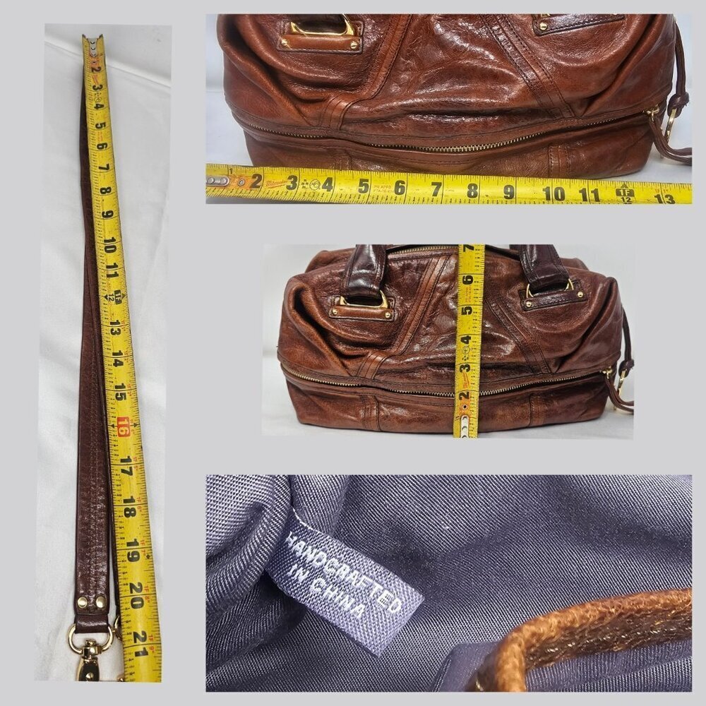 Kooba Leather Hadley Satchel Brown Shoulder Bag Crossbody Y2K Excellent - Picture 8 of 11